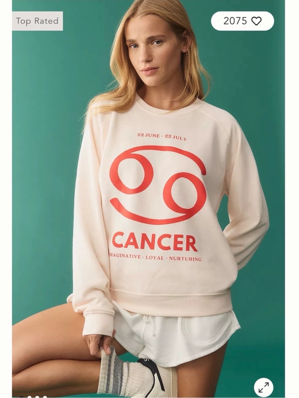 Anthropologie Cancer The Zodiac Sweatshirt by Catherine O'Sullivan Size Small